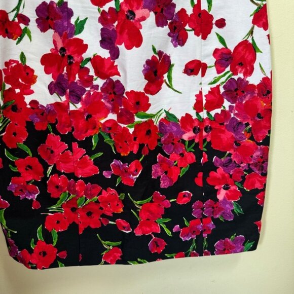 Chaps Floral Sheath Dress Cotton Sleeveless Preppy Midi Red Black White Print 12 - Picture 7 of 16